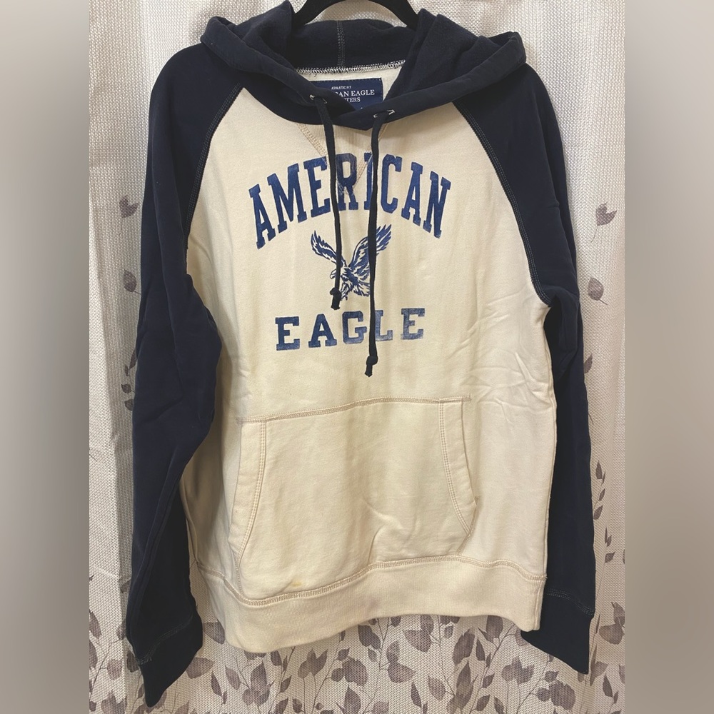 American Eagle Outfitters Men’s Pullover Hoodie (Navy/White)